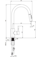 Deante Lima konyhai csap kihúzható kifolyóval, fekete BBM_N72M