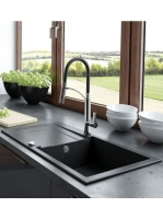 Deante Gerbera mosogató csaptelep, kihúzható kifolyócső, króm/fekete BGB B720