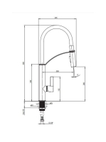Deante Gerbera mosogató csaptelep, kihúzható kifolyócső, króm/fekete BGB B720