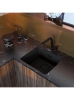 Deante Silia Nero egykaros konyhai csaptelep kihúzható kifolyóval, matt fekete BQS N73M