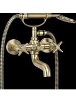 Deante Temisto kádtöltő csaptelep zuhanyszettel, Szálcsiszolt Bronz BQT M11D