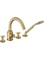 Deante Temisto 4-lyukú kádtöltő csaptelep zuhanyszettel, Szálcsiszolt Bronz BQT M14D