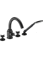 Deante Temisto 4-lyukú kádtöltő csaptelep zuhanyszettel, matt fekete BQT N14D