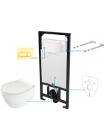 Deante Silia 6 az 1-ben WC csésze, rejtett szerelvénnyel, arany nyomólappal, ülőkével, fehér CDLZ6ZPW