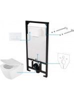 Deante Anemon 6 az 1 ben fehér perem nélküli WC, rejtett szerelvénnyel, fehér nyomólappal, vékonyított ülőkével CDZA6ZPW