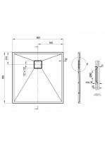 Deante Correo szögletes gránit zuhanytálca 90x90 cm, szürke metál KQR S41B