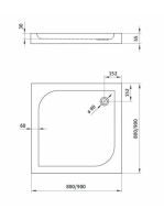 Deante Cubic szögletes akril zuhanytálca 90x90, fehér KTK 041B