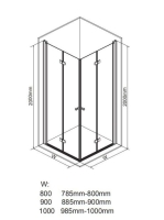 Deante Kerria Plus összecsukható zuhanyajtó 90x200 cm (króm+transparent) KTSX041P