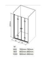 Deante Kerria Plus összecsukható zuhanyajtó 90x200 cm (króm+transparent) KTSX041P