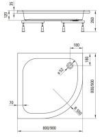 Deante Plus II félköríves 80x80 akril zuhanytálca KTU_032B