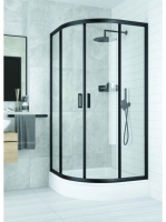 Deante Funkia íves zuhanykabin 90x90x185 cm, matt fekete profilszín KYP N51K