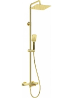 Deante falon kívüli termosztátos zuhanyrendszer behajtható kádkifolyóval, arany NAC_Z1HT