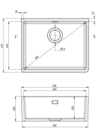 Deante Sabor kerámia mosogató túlfolyóval 59,5x47,5 cm, fehér ZCB_610K