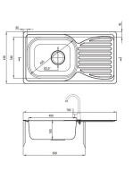 Deante Doppio 1 medencés acél mosogató csepegtetővel 78x43 cm, szatén ZEN 0113