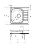 Deante Soul 1 medencés acél mosogató csepegtetővel 58x50 cm, dekor ZEO 311A