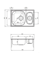 Deante Xylo 1,5 medencés acél mosogató 62x44 cm, dekor ZEX 3503