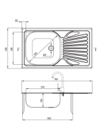 Deante Techno 1 medencés rozsdamentes acél mosogató 76x43,5 cm csepegtetővel, szatén ZMU0110
