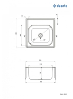 Deante Techno 1 medencés rozsdamentes acél mosogató 38x38 cm, dekor ZMU3100