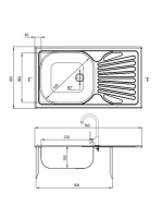 Deante Techno 1 medencés rozsdamentes acél mosogató csepegtetővel 76x43,5 cm, dekor ZMU3110