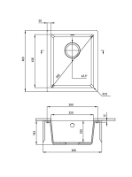 Deante Corda 1 medencés gránit mosogató 38x46 cm csepegtető nélkül, alabástrom ZQA A10B