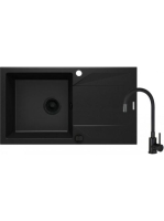 Deante Evora gránit 78x44 cm mosogató csepegtetővel és csapteleppel, matt fekete ZQJJN113