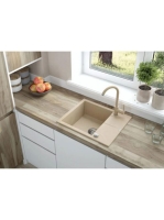 Deante Andante 1 medencés szögletes gránit mosogató csepegtetővel 59x49 cm, matt homok ZQN 711A