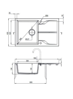 Deante Andante 1 medencés szögletes gránit mosogató 78x49 cm csepegtetővel, alabástrom ZQN A113