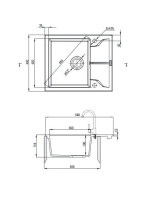 Deante Andante 1 medencés szögletes gránit mosogató csepegtetővel 59x49 cm, alabástrom ZQN A11A
