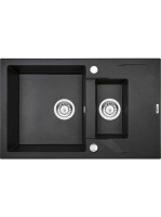 Deante Andante 1,5 medencés gránit mosogató 78x49 cm csepegtetővel, grafit metál ZQN G513