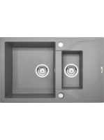 Deante Andante 1,5 medencés gránit mosogató 78x49 cm csepegtetővel, szürke metál ZQN S513