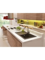 Deante Zorba 1 medencés szögletes gránit mosogató csepegtetővel 76x44 cm, grafit ZQZ 2113