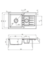 Deante Zorba 1,5 medencés gránit mosogató 76x44 cm csepegtetővel, grafit ZQZ 2513