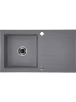 Deante Zorba 1 medencés szögletes gránit mosogató csepegtetővel 76x44 cm, szürke metál ZQZ S113