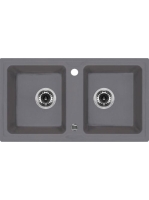 Deante Zorba 2 medencés szögletes gránit mosogató 78x43,5 cm csepegtető nélkül, szürke metál ZQZ S203