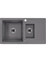 Deante Zorba 1,5 medencés gránit mosogató 76x44 cm csepegtetővel, szürke metál ZQZ S513