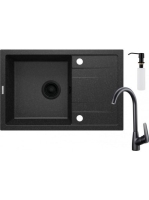 Deante Corio gránit grafit mosogatótálca 67x44 cm, csapteleppel és mosogatószer adagolóval ZRCC2113