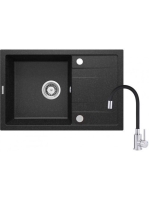 Deante Corio 1 tálcás gránit mosogató csapteleppel, rugalmas kifolyóval, grafit ZRCP2113