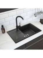 Deante Leda 1 medencés szögletes gránit mosogató csepegtetővel 67x44 cm, grafit ZRD 2113