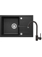 Deante Leda 1 tálcás gránit mosogató csapteleppel, lefolyóval, grafit ZRDA2113