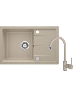 Deante Leda 1 tálcás gránit mosogató csapteleppel, lefolyóval, homok ZRDA7113