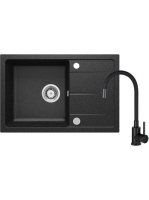 Deante Leda 1 tálcás gránit mosogató csapteleppel, rugalmas kifolyóval, garfit ZRDP2113