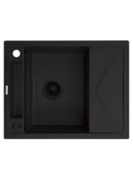 Deante Magnetic gránit mosogatótálca 64x50 cm, automatikus leeresztővel és szifonnal, matt fekete ZRM N11A