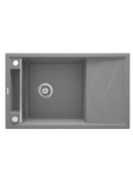 Deante Magnetic gránit mosogatótálca 82x50 cm, automatikus leeresztővel és szifonnal, szürke metál ZRM S113