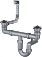 Deante szifon kétmedencés acél mosogatókhoz túlfolyóval, króm ZXY 9922