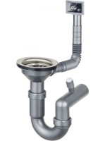 Deante szifon egymedencés acél mosogatókhoz túlfolyóval, króm ZXY 9926