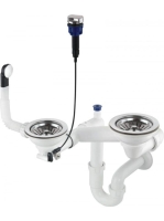 Deante Space-Saver szifon 1,5 és 2 medencés gránit mosogatókhoz, rozsdamentes acél ZXY 9973