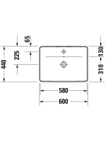 Duravit D-Neo felülről beépíthető mosdó 60x44 cm, WonderGliss bevonattal 03576000271