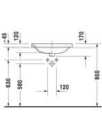 Duravit DuraStyle WonderGliss beépíthető mosdó 56x45,5 03745600001