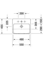 Duravit ME by Starck félig beépíthető kerámia mosdó 55x45,5 cm 0378550000