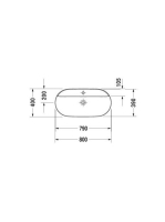 Duravit Luv ráültethető kerámia mosdó 80x40 cm, matt fehér/fehér 0380802600